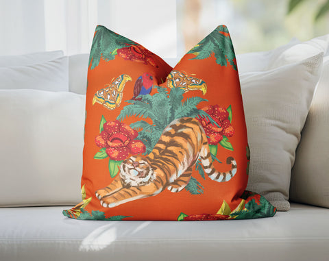 a pillow with a picture of a tiger on it