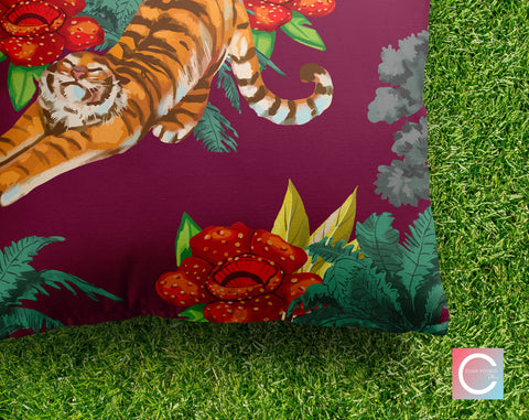 a pillow with a picture of a tiger on it