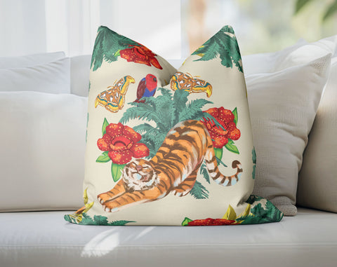 a pillow with a picture of a tiger on it