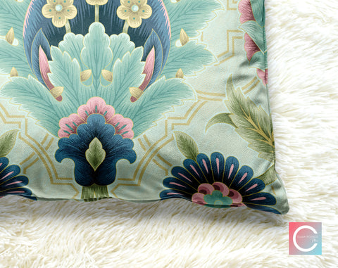 a pillow with a floral design on it
