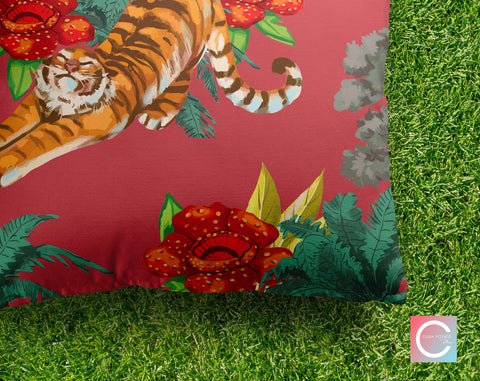 a pillow with a picture of a tiger on it