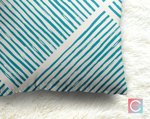 Hatchy Cross Bahama Blue Decorative Pillow Throw Cover - Cush Potato Pillows