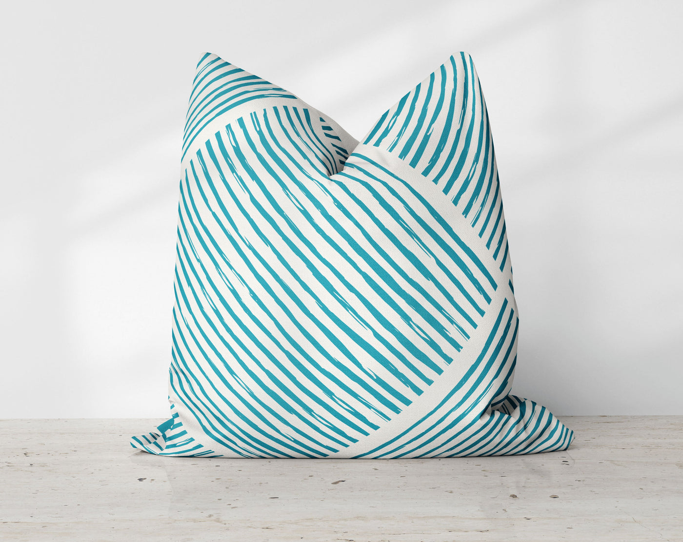 Hatchy Cross Bahama Blue Decorative Pillow Throw Cover - Cush Potato Pillows