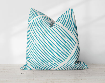 Hatchy Cross Bahama Blue Decorative Pillow Throw Cover - Cush Potato Pillows