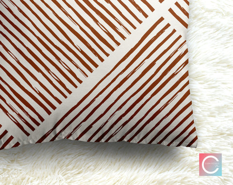 Hatchy Cross Cinnamon Brown Decorative Pillow Throw Cover - Cush Potato Pillows