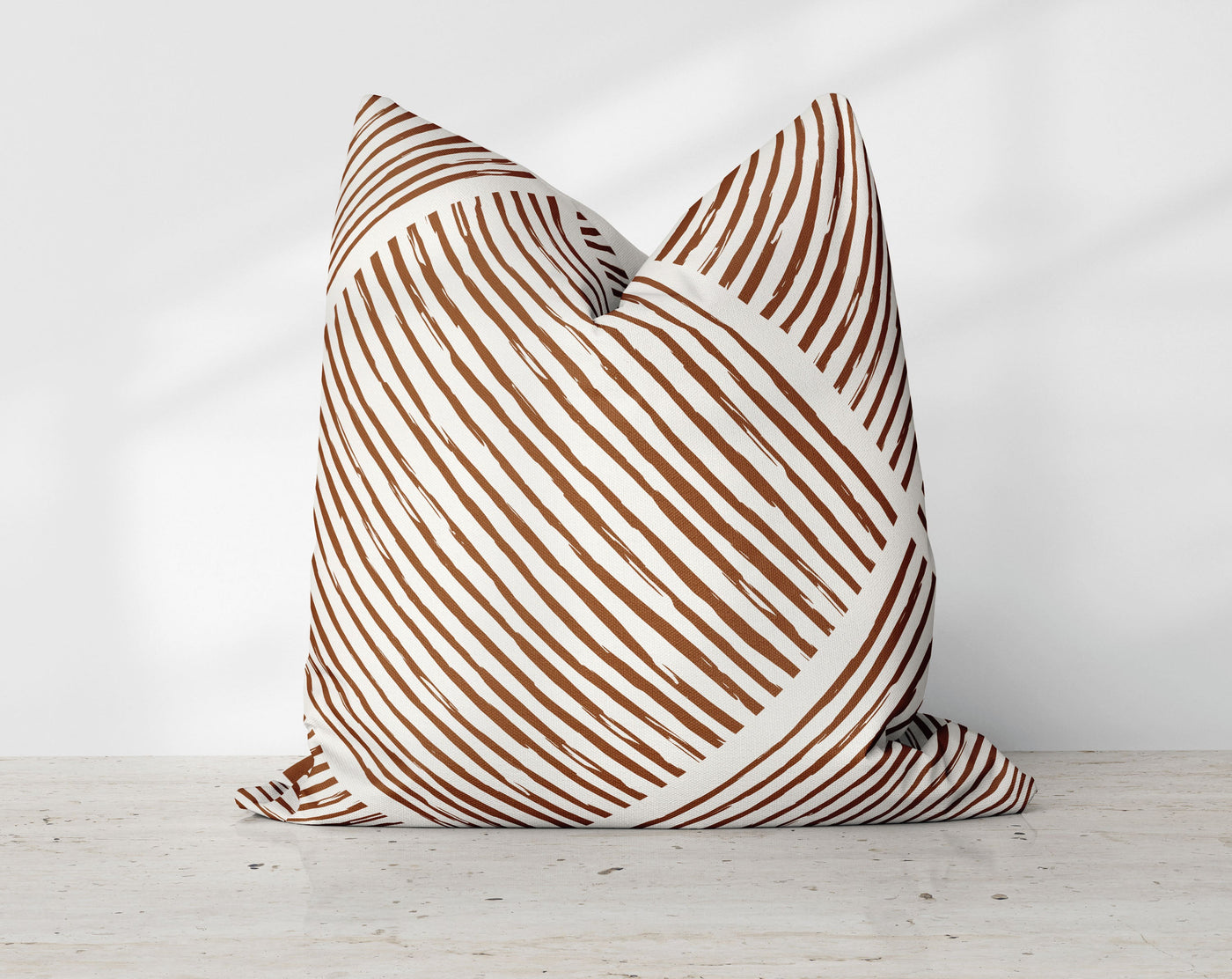 Hatchy Cross Cinnamon Brown Decorative Pillow Throw Cover - Cush Potato Pillows
