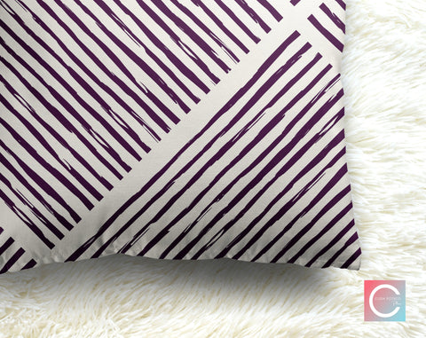 Hatchy Cross Dark Purple Decorative Pillow Throw Cover - Cush Potato Pillows