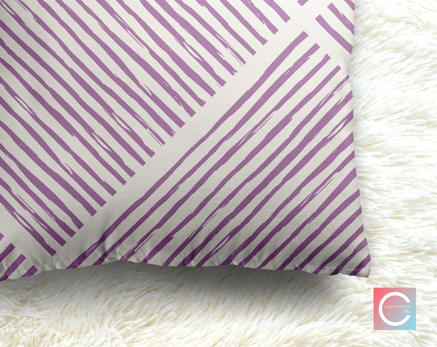 Hatchy Cross Lilac Purple Decorative Pillow Throw Cover - Cush Potato Pillows