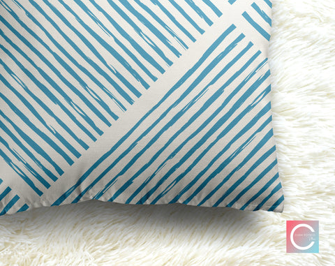 Hatchy Cross Pacific Blue Decorative Pillow Throw Cover - Cush Potato Pillows