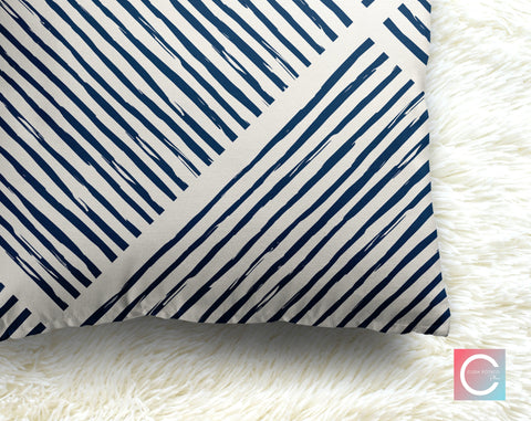 Hatchy Cross Royal Navy Blue Decorative Pillow Throw Cover - Cush Potato Pillows