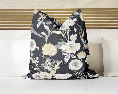 Kazumi Chinoiserie Black Decorative Pillow Throw Cover - Cush Potato Pillows