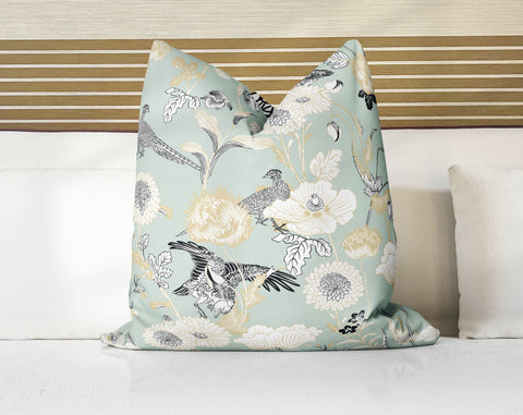 Kazumi Chinoiserie Celadon Green Decorative Pillow Throw Cover - Cush Potato Pillows