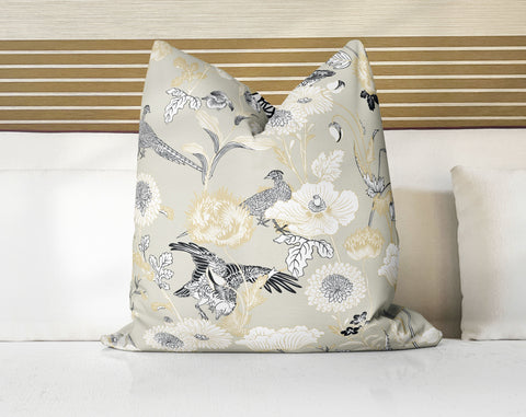 Kazumi Chinoiserie Sand Beige Decorative Pillow Throw Cover - Cush Potato Pillows