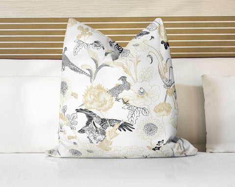 Kazumi Chinoiserie White Decorative Pillow Throw Cover - Cush Potato Pillows