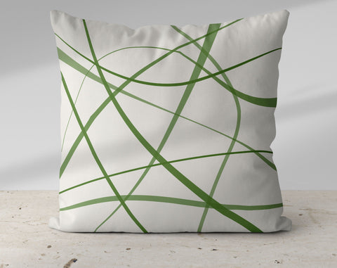 Secord Streams Cilantro Green on Off - White Cream Pillow Throw - Cush Potato Pillows