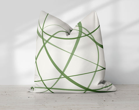 Secord Streams Cilantro Green on Off - White Cream Pillow Throw - Cush Potato Pillows