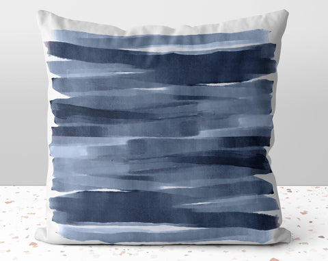 Abstract Bluey Blue Gray Water Brush Strokes Square Pillow with Cover Throw with Insert - Cush Potato Pillows
