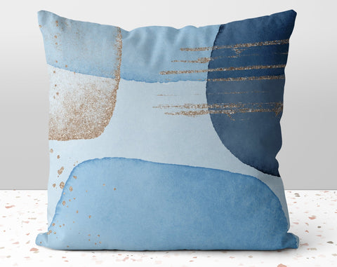 Abstract Bold Blues Pillow Throw Cover with Insert - Cush Potato Pillows