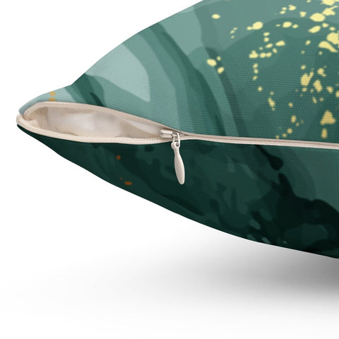 Abstract Emerald Green with Gold Printed Accents Pillow Throw Cover with Insert - Cush Potato Pillows
