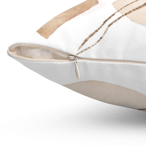 Abstract Glam Pink Beige Square Pillow with Dotted Accents with Cover Throw with Insert - Cush Potato Pillows