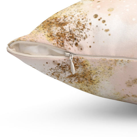 Abstract Pink + Gold Printed Accents Pillow Throw Cover with Insert - Cush Potato Pillows