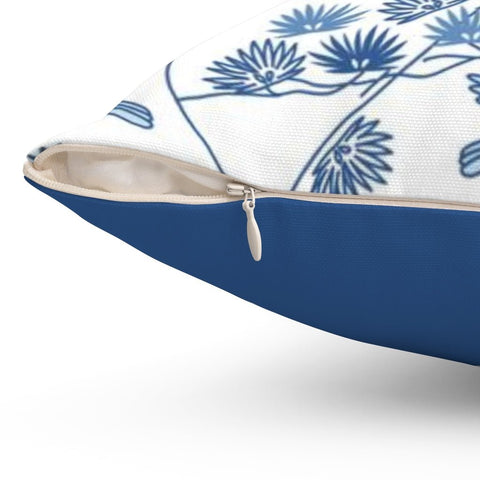 Blue Asian Birds Pillow Throw Cover with Insert - Cush Potato Pillows