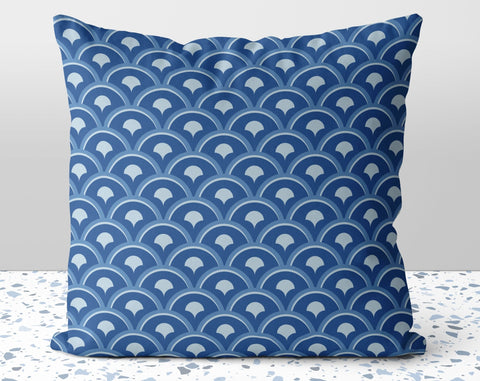 Blue Asian Fish Scales Pillow Throw Cover with Insert - Cush Potato Pillows
