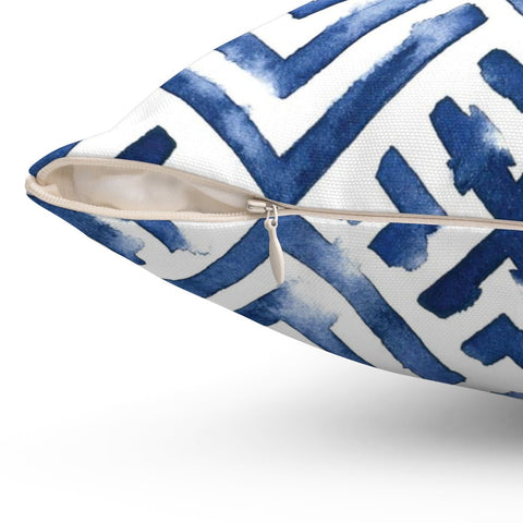 Blue Villa Watercolor Pillow Throw - Cush Potato Pillows