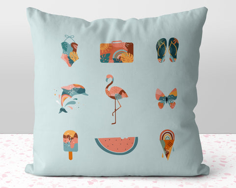 Boho Summer Blue Pillow Throw Cover with Insert - Cush Potato Pillows