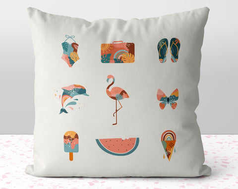Boho Summer White Pillow Throw Cover with Insert - Cush Potato Pillows
