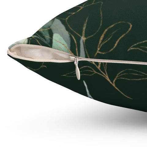 Calm Eucalyptus Leaves on Rainforest Green Pillow Throw Cover