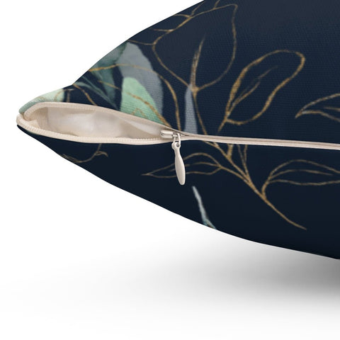 Calm Eucalyptus Leaves on Royal Blue Pillow Throw Cover