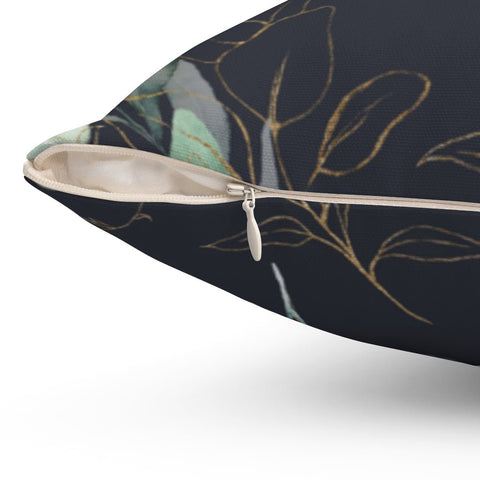 Calm Eucalyptus Leaves on Statement Gray Pillow Throw Cover with Insert - Cush Potato Pillows