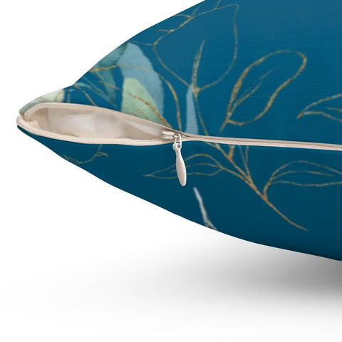 Calm Eucalyptus Leaves on Tropical Blue Pillow Throw Cover
