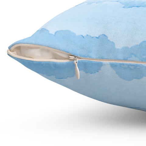 Chic + Glam Clouds Blue Square Pillow with Water Brush Printed Accents with Cover Throw with Insert - Cush Potato Pillows
