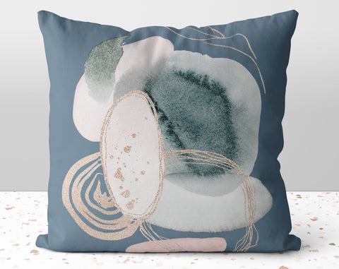 Chic Swirls Glam Gray Pink Square Pillow with Gold Printed Accents Pillow Throw Cover