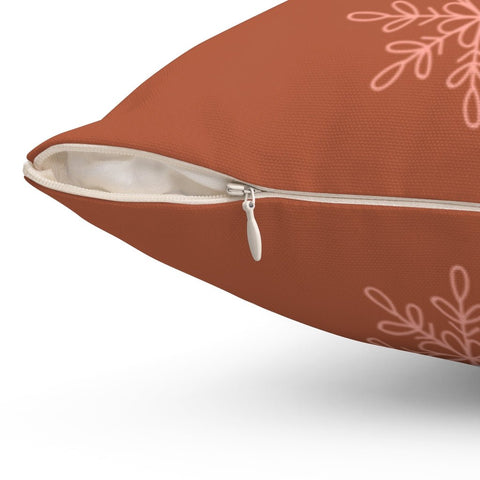 Christmas Boho Snowflake Happy Holidays Auburn Pink Red Square Pillow with Cover Throw with Insert - Cush Potato Pillows