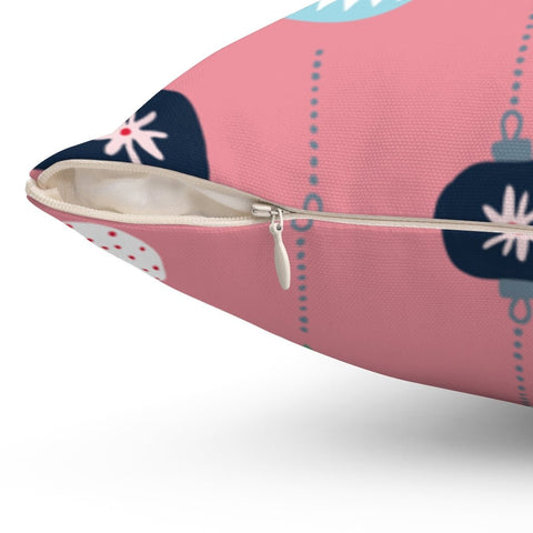 Christmas Ornaments Pink Pillow Throw Cover with Insert - Cush Potato Pillows
