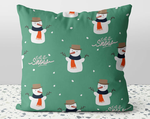 Christmas Snowman Let It Snow Pillow Throw Cover