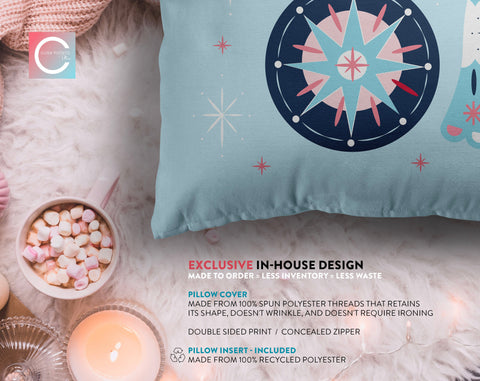 Classical Ornaments Christmas Baby Blue Pillow Throw - Cush Potato Pillows