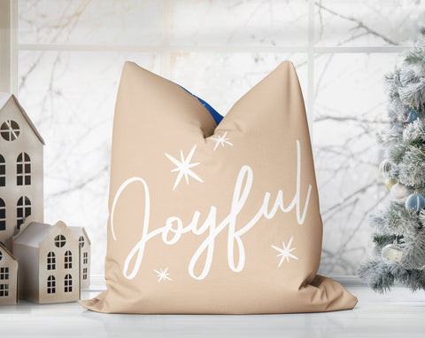 Classical Ornaments Christmas Blue and Beige Pillow Throw - Cush Potato Pillows