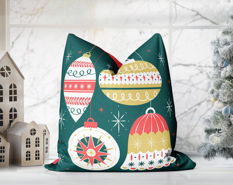 Classical Ornaments Christmas Green and Red Pillow Throw - Cush Potato Pillows