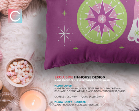 Classical Ornaments Christmas Lavender Purple Pillow Throw - Cush Potato Pillows