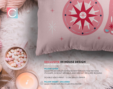 Classical Ornaments Christmas Pink Pillow Throw - Cush Potato Pillows