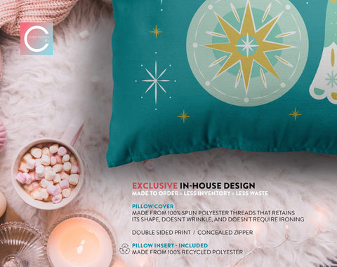 Classical Ornaments Christmas Tiffany Teal Pillow Throw - Cush Potato Pillows