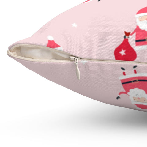 Cute Random Santa Santas Festive Christmas Pink Pillow Throw Cover