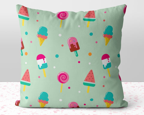 Delicious Popsicles and Ice Cream Mint Green Pillow Throw Cover