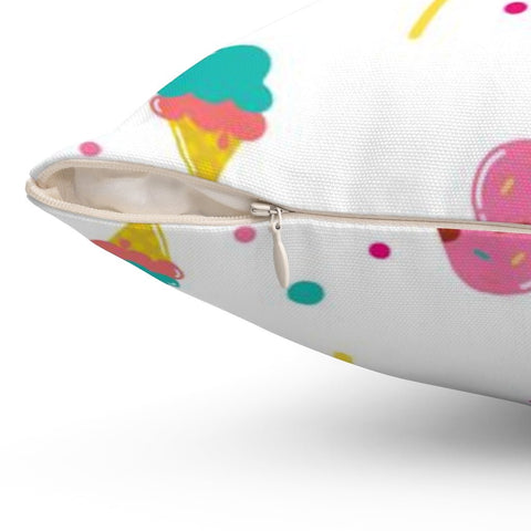 Delicious Popsicles and Ice Cream White Square Pillow Cover Throw - Cush Potato Pillows