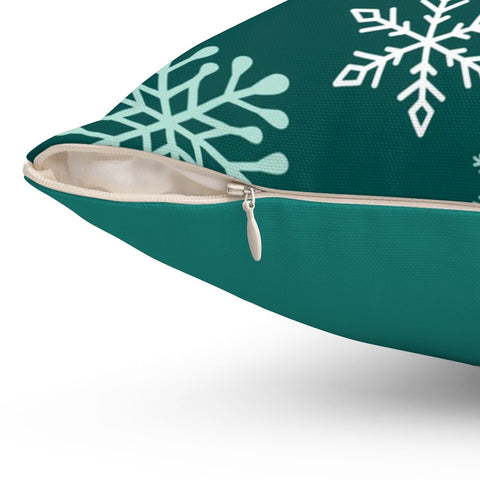 Enchanted Snowflakes Winter Christmas Candy Cane Green Pillow Throw - Cush Potato Pillows