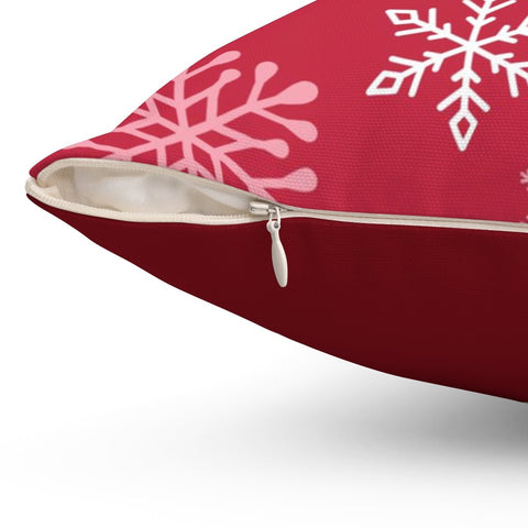 Enchanted Snowflakes Winter Christmas Candy Cane Red Pillow Throw - Cush Potato Pillows